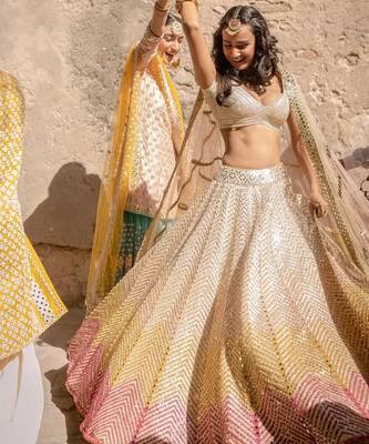 multicolor georgette lehenga choli with embroidery and dupatta 2