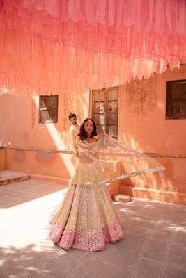 multicolor georgette lehenga choli with embroidery and dupatta 3