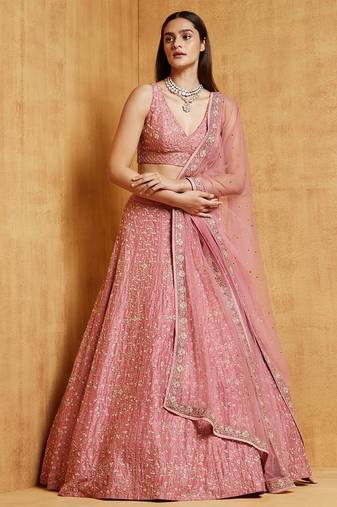 gajri satin silk lehenga choli with cording embroidery