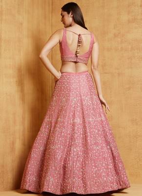 gajri satin silk lehenga choli with cording embroidery 3