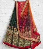 GREEN EMBROIDERY GEORGETTE FASHION LEHENGA CHOLI WITH DUPATTA