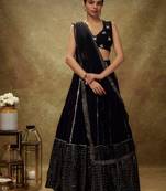 BLACK EMBROIDERY GEORGETTE BOLLYWOOD LEHENGA CHOLI WITH DUPATTA