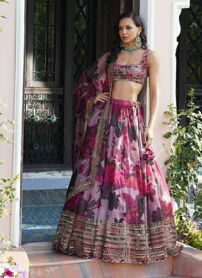 multicolor georgette lehenga choli with embroidered fancy dupatta 4