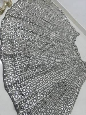 grey georgette lehenga choli with mirror blouse and embroidered dupatta 2