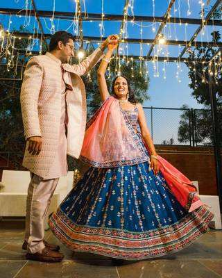 designer blue silk lehenga choli with fancy pallu dupatta 4