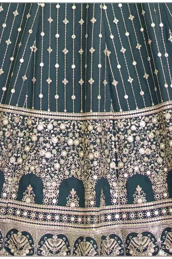 emerald green embroidered lehenga set with dupatta