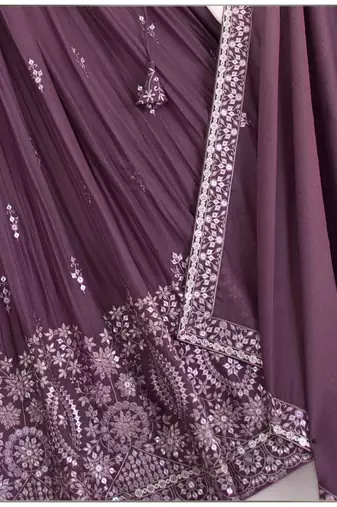 wine embroidered lehenga choli set with dupatta