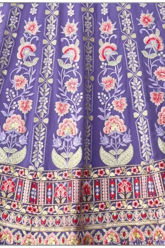 lavender floral zari thread embroidered lehenga set
