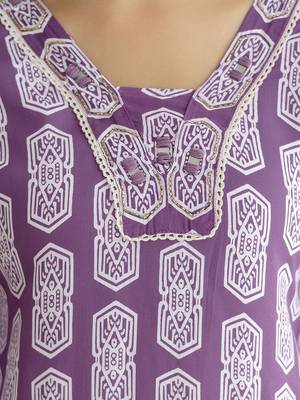 purple cotton kurta pant dupatta set with zardosi embroidery 4