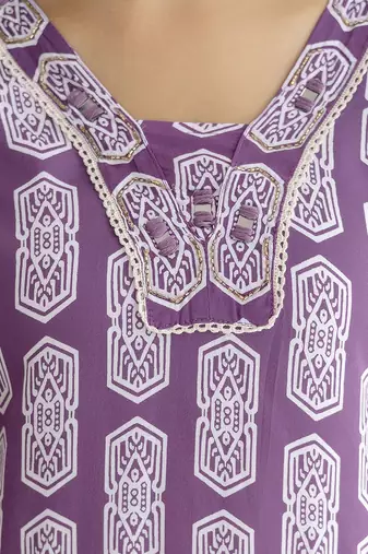 purple cotton kurta pant dupatta set with zardosi embroidery