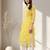 Seva chikan hand embroidered yellow georgette lucknowi chikankari kurta with inner slip