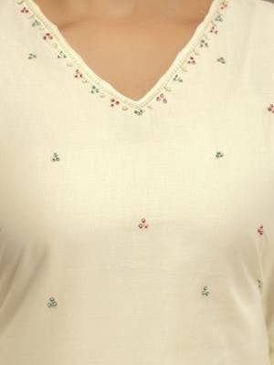 white cotton kurta pant set with floral embroidery and dupatta 4