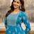 Blue Cotton  Embroidery Sequence Work A-Line Flared Kurti For Women