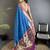 yale blue lichi silk blend paithani peacock motifs zari work saree