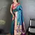 teal lichi silk blend paithani peacock motifs zari work saree