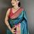 teal lichi silk blend paithani peacock motifs zari work saree