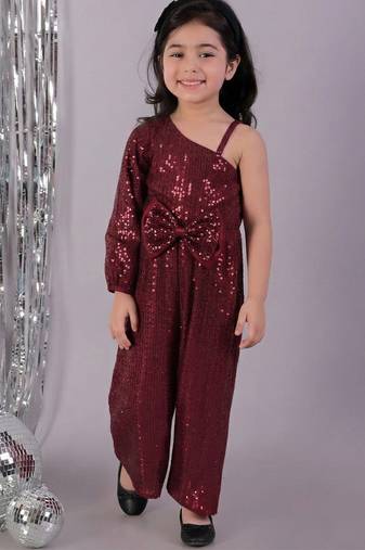 Maroon embroidered polyester dress