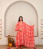 Pink tie & dye cotton suit set of 3