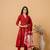 Red green hand block printed cotton suit set of 3