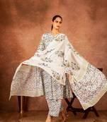 blue hand block printed cotton suit set of 3