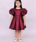 Maroon woven jacquard dress