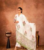 red cotton hand block print salwar kameez