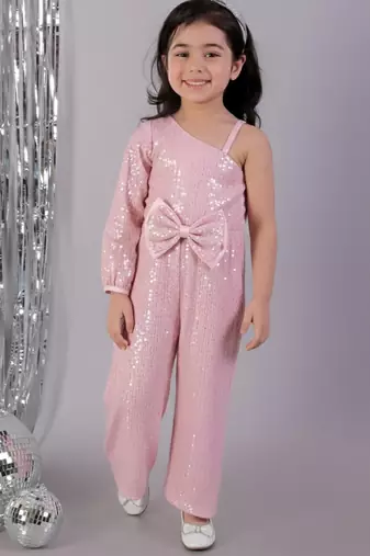 Pink embroidered polyester dress