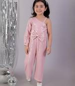 Pink embroidered polyester dress