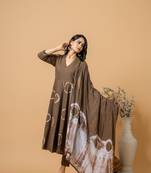 Brown tie & dye cotton suit set of 3