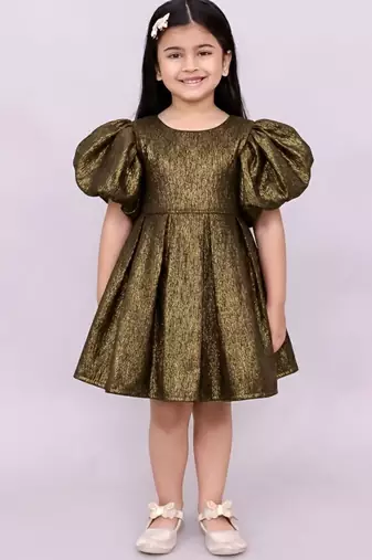 Gold woven jacquard dress
