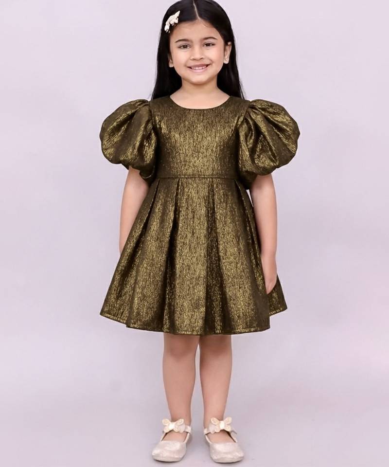 Gold woven jacquard dress
