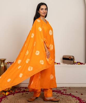 orange cotton tie & dye salwar kameez  2