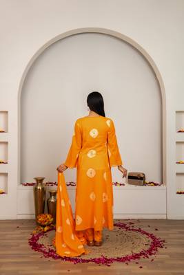 orange cotton tie & dye salwar kameez  4