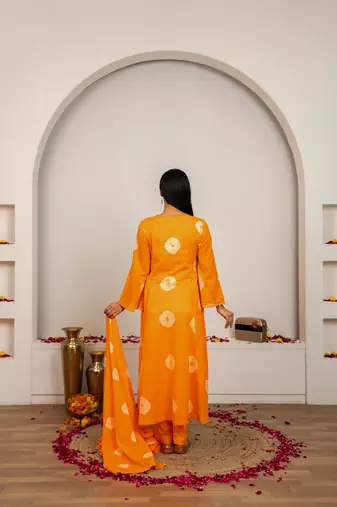 orange cotton tie & dye salwar kameez 