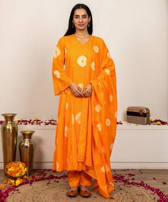 orange cotton tie & dye salwar kameez  5
