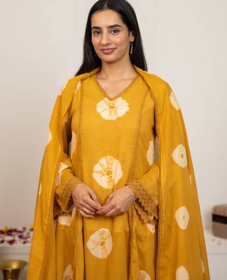 mustard cotton tie & dye salwar kameez set 2
