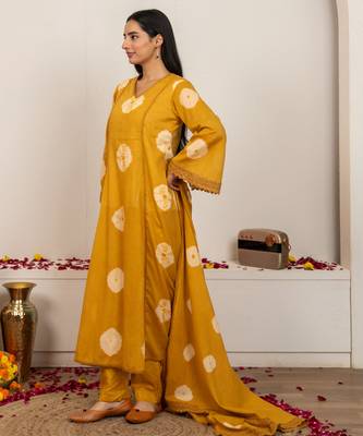 mustard cotton tie & dye salwar kameez set 3