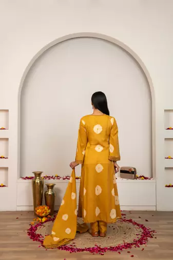 mustard cotton tie & dye salwar kameez set