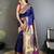 royal blue lichi silk blend ikkat floral motifs zari woven paithani saree