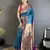 teal blue lichi silk blend ikkat floral motifs zari woven paithani saree