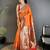 orange lichi silk blend ikkat floral motifs zari woven paithani saree
