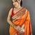 orange lichi silk blend ikkat floral motifs zari woven paithani saree