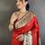 red lichi silk blend ikkat floral motifs zari woven paithani saree