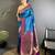 teal blue lichi silk blend peacock & floral motifs zari weaving paithani saree