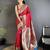 ruby red lichi silk blend ikkat floral motifs zari woven paithani saree