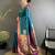 teal lichi silk blend peacock & floral motifs zari weaving paithani saree