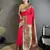 crimson lichi silk blend ikkat floral motifs zari woven paithani saree