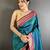 teal lichi silk blend peacock & floral motifs zari weaving paithani saree