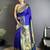 blue lichi silk blend ikkat floral motifs zari woven paithani saree