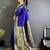 blue lichi silk blend ikkat floral motifs zari woven paithani saree
